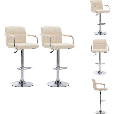 Chaises de bar lot de 2 crème tissu - Chaise De Bar - Chaises De Bar - Chaise De Comptoir - Chaises De Comptoir (1/5)
