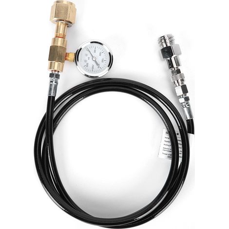 Tuyau noir pour soda Soda Stream/Soda Club de 1,5 m avec manomètre large de 3000 psi et tête en cuivre DIN477 (1/5)