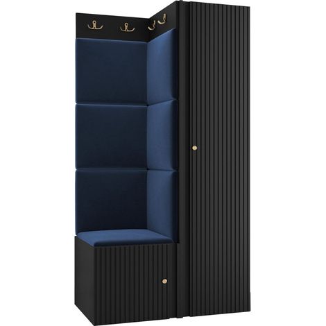 Meuble d'entrée Hartford 390, Polo 891, 186x82x46cm, MDF, Stratifié, Tissu, À poser, Murale