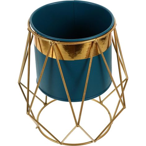 Pot de Fleurs Acier Inoxydable Ornement de Jardin et Balcon Couleur Bleue Petit Format Design Minimaliste et Usage Intérieur Couleur Aléatoire (1/5)