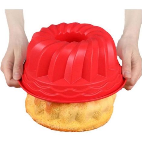 Moule A Gugelhupf - Silicone Rouge - Diamètre 23 cm - Hauteur 10 cm - Résistant Jusqu'à 260 °C - Pour Four Réfrigérateur Micro-ondes - Lot De 2 (1/5)