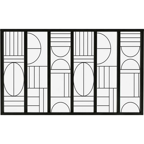 Verrière atelier intérieure aluminium noir 6 vitrages 201 x 117 cm - Décor art déco - Ovaline - noir et transparent - Verre trempé (1/5)