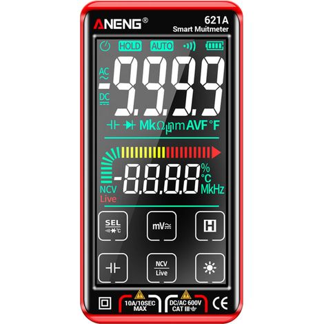Multimètre tactile 621A TRMS lithium rouge (1/5)
