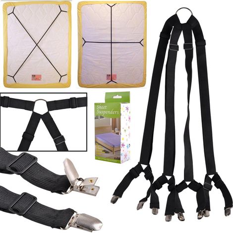 Correas para sábanas, tirantes, pinzas de sujeción, clips, muchas bandas cruzadas largas y ajustables para sábanas y colchones