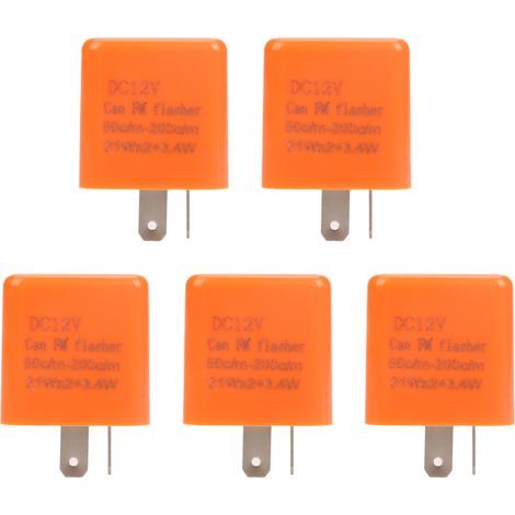 5pcs/set 12V 2 Pin Motorcycle Blinker Adjustable LED Flasher Relay Turn Signal Indicator (1/5)