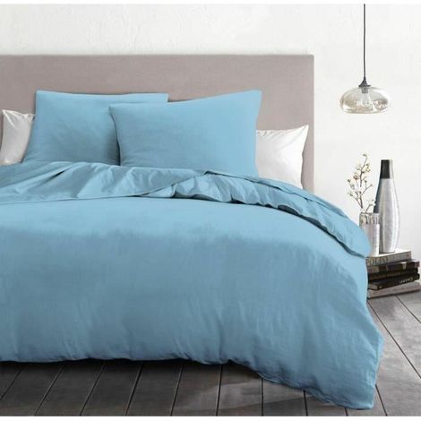 home-linge-passion Completo copripiumino blu cielo 220 x 240 cm