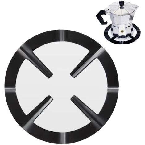 Support Pot à Moka Acier pour Cuisinière Gaz, Métal Réducteur D'anneau de Gaz, Cafetière Réducteur étagère Anneau pour Cuisson,1pcs, Noir,Fonepro (1/5)