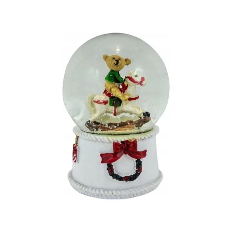 Bola de nieve con un osito de peluche a caballo de 6 cm (1/5)