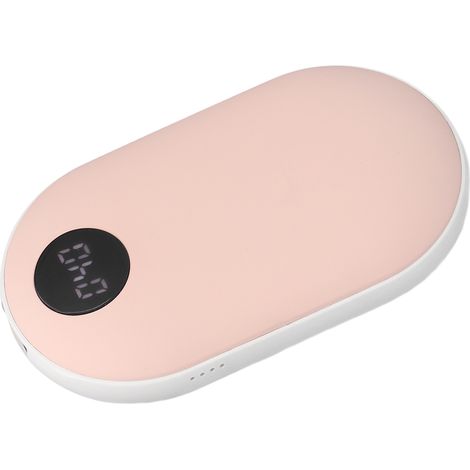 Chauffe-mains USB rose portable à 3 niveaux de température, double face, avec batterie externe. (1/5)