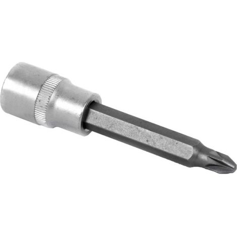 Llave de vaso de 1/2 en acero al cromo vanadio de alta calidad Con punta larga Pozidriv 2 y 3                                                     PZ-2