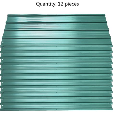 12pcs Metal Steel Corrugated Roof Sheets Roofing Cladding Garage, Green (1/4)