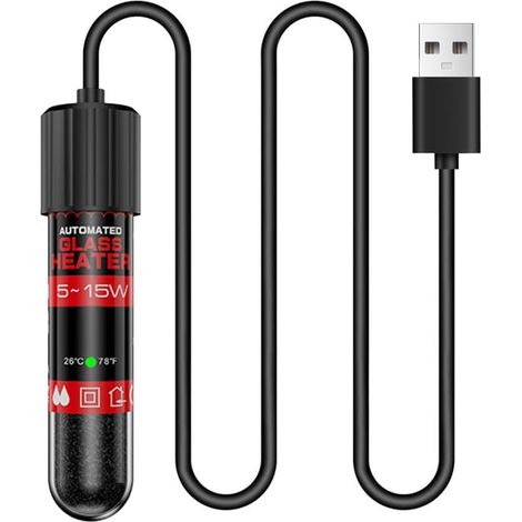 Petit Chauffage D'aquarium,Mini Chauffage D'aquarium 5 W/10 W/15 W,Température Constante 78 ℉ (26 ℃) avec Protection Contre la Surchauffe pour Réservoirs de 1 a 2 Gallons (1/5)