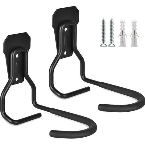 Ensemble de 2 supports à vélos muraux, crochets et fixations murales, support de rangement vertical robuste pour garage et maison, conception solide, gain de place. (1/5)
