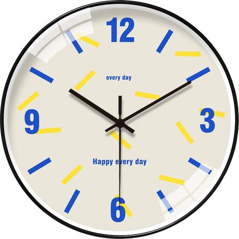 Horloge murale (30 cm) « Joyeux chaque jour », silencieuse, style moderne et coloré, décoration intérieure (1/5)