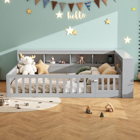 Daybett,Tagesbett, Schlafsofa, Bettseite mit Staufach, Bett mit Lattenrost ( Ohne Matratze), Brüstung, Spanplatte,Mit Steckdose und usb