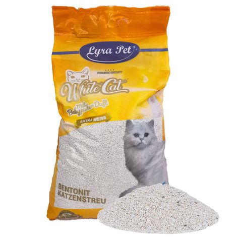 15 litres de litière pour chat Lyra Pet® White Cat® à base de bentonite, parfumée au talc pour bébé