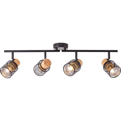 Lampe Brilliant Santy spot tube 4 lampes noir/marron naturel 4x D45, E14, 42 W (1/4)