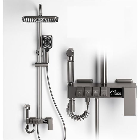 Ensemble de douche mitigeur thermostatique intelli LED ensemble de douche numérique salle de bain mélangeur chaud froid système de douche montage mural SPA pluie chute robinet de bain baignoire robine (1/5)