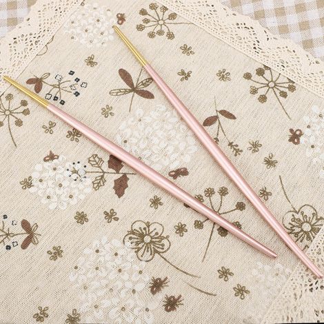 Paire de baguettes japonaises en acier inoxydable 304, dorées, set de 2 couverts sushi, couleur rose (1/3)