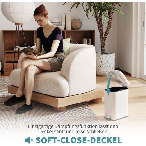 Poubelle en acier 5 litres à pédale avec seau intérieur amovible, couleur blanche
