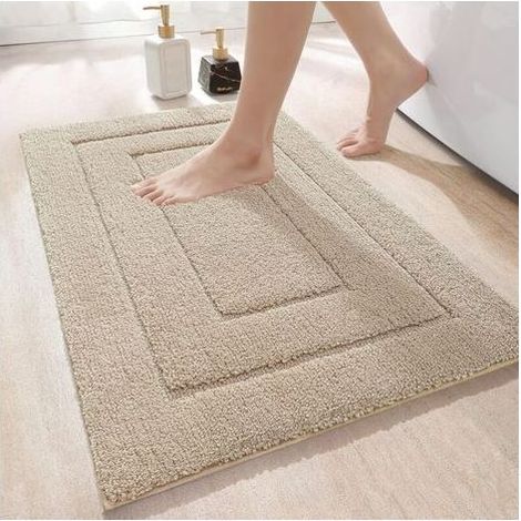Non-slip bathroom mat, soft microfiber bathroom mat, absorbent, machine washable, 40x60 cm, beige (1/5)