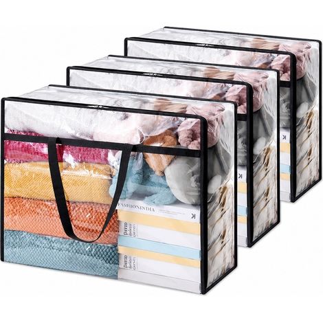 Sacs de rangement transparents pour couettes, grande capacité, en PVC imperméable, pour déménagement en résidence étudiante, 40 L (95 L) x 3 pièces (1/5)