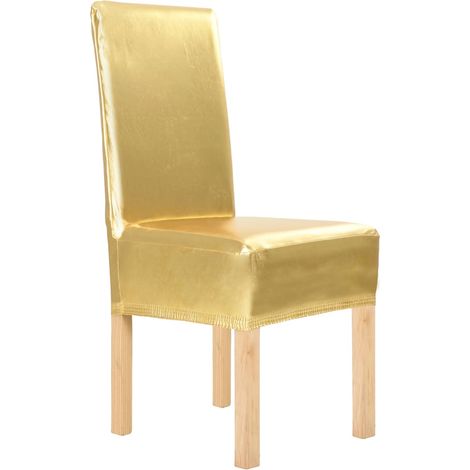 6 housses de chaise extensibles dorées et droites