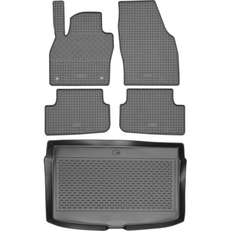 Volkswagen Polo VI Hatchback de 2017 (JUEGO) - Alfombrillas de goma para coche + alfombrilla para maletero