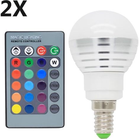 bombillas LED RGB E14 de 3 W - 16 modos de cambio de color - Ángulo de haz de 120° - Control remoto por infrarrojos (1/4)