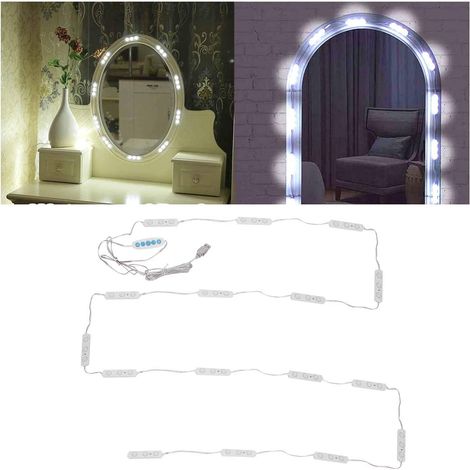 LED Vanity Mirror Front Light DIY Hollywood Style Maquillage Lumières Cool Blanc Lumière Couleur Dimmable Light Belt USB Mirror Light Belt pour Maquillage Vanity Table (1/5)