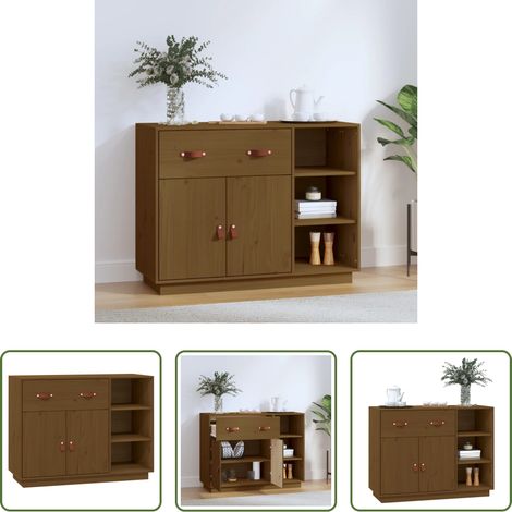 Buffet marron miel -  Buffet Marron miel 98,5x40x75 cm Bois massif de pin (1/5)