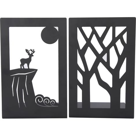 serre-livres en métal pour bureau, étagère, rangement de livres et documents, séparateur, fournitures de loisirs créatifs (motif cerf) (1/5)