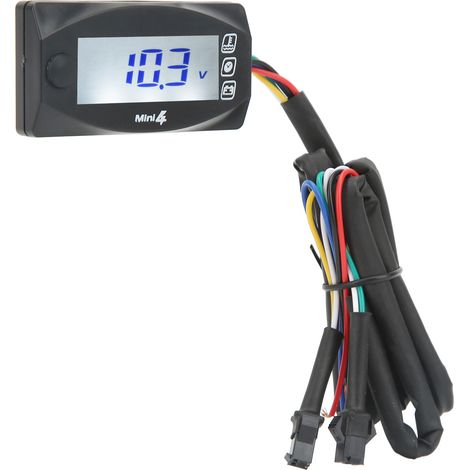Thermomètre numérique moto 4-en-1, écran LCD, tension moteur eau heure, DC12V universel, adaptateur té 18mm (1/5)