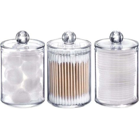 UlisemSupport pour cotons-tiges, pot d'apothicaire transparent de 283 ml, organiseur de maquillage