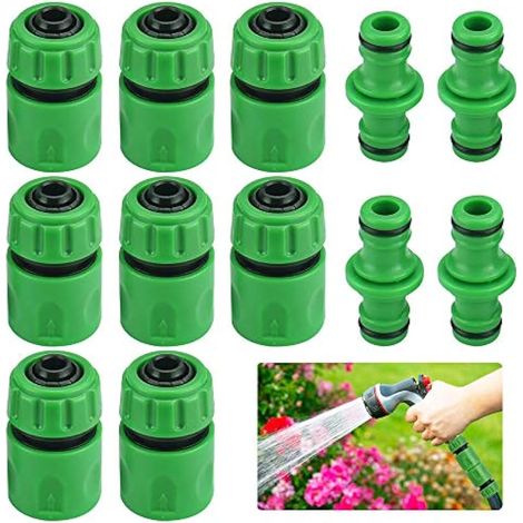 12 PCS Embout Tuyau Arrosage en Plastique Résistance à l'Impact Raccords d'Arrosage Rapides Durable Mâles Raccords de Tuyaux Anticorrosion pour Irrigation Lavage de Voiture Jardin Pelouse (1/5)