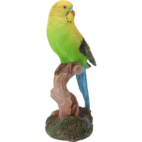 Figurine perroquet en résine, sculpture d'oiseau réaliste pour décoration salon, bureau ou jardin, ornement exotique, pièce décorative artisanale. (1/5)