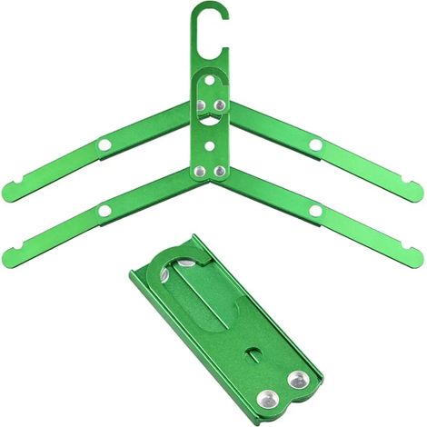 (Lot de 2 verts) Cintre pliable en alliage d'aluminium pour voyages et camping, séchoir à vêtements, gain de place, organisateur de garde-robe (1/4)
