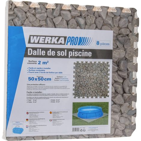 Dalle pour piscine imprimé galet 50x50cm 1cm épaisseur 8 pièces WERKA PRO
