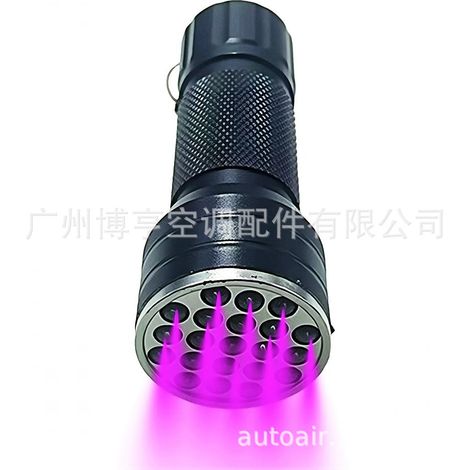 Lampe torche à 21 LED UV avec huile verte polymérisée aux UV pour le comptage et la vérification des billets de banque, la détection des fuites de climatisation automobile. (1/5)