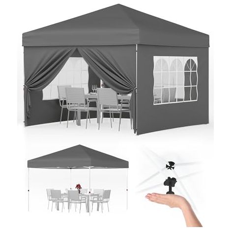 Gazebo pliant 3x3m étanche 4 murs latéraux - 420D Oxford UV50+ - hauteur réglable - tente fête avec sac - bleu - 220×260×119 cm