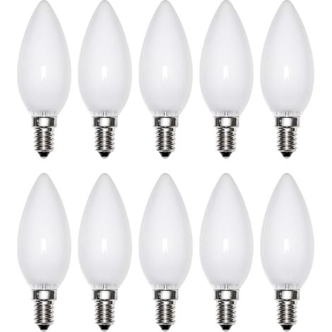 Ampoules Bougie C35 - Lot de 10 - Verre Mat E14 - Intensité Variable 60W - Salon et Chambre - Blanc Chaud (1/5)