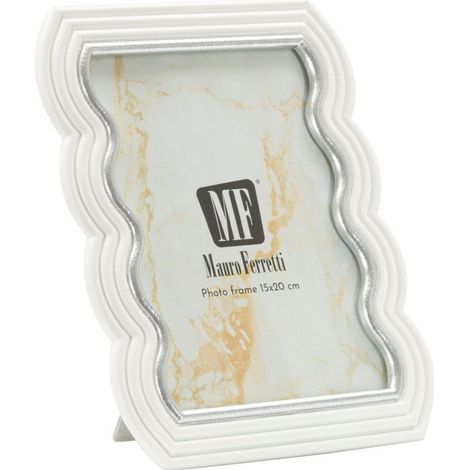 Cornice portafoto in resina bianca, 19,9x1,5x25,2 cm – Curty (1/5)
