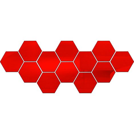 Autocollants Muraux Acrylique Hexagonaux - Décor 3d Réfléchissant - Pour Salon Chambre Cuisine - Lot De 12 Pièces (1/5)