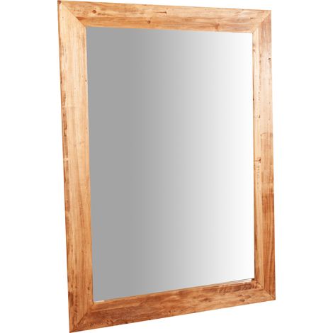 Rectangular solid lime wood natural  finish W90xDP3xH120 cm Made in Italy sized Hanging Wall Mirror. (1/5)