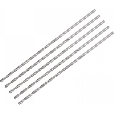 5 Pcs 2.5mm Mini Micro Forets Hélicoïdaux Haute Vitesse Acier Droit Tige Extra Long Perceuse Pointe 120mm pour Aluminium Alliage (1/5)