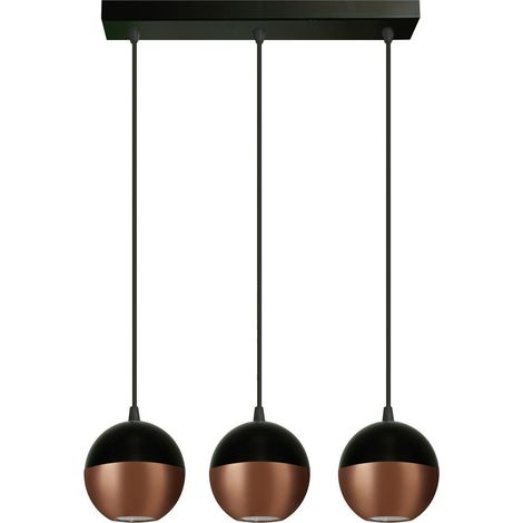 Helam MIDWAY Plafonnier Suspendu Straight Bar Noir, Cuivre 40cm (1/2)