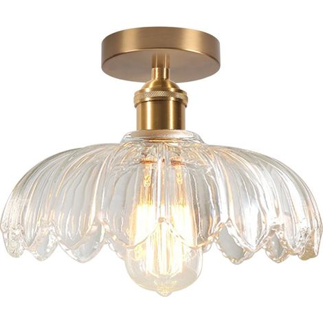 Plafonnier En Verre Lampe De Plafond En Cristal Plafonnier Rétro Lustre Moderne E27 Pour Couloir Cuisine Salle À Manger (1/5)