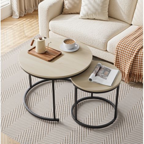Table basse gigogne ronde 60 cm decor chene OKMYHOME (1/5)