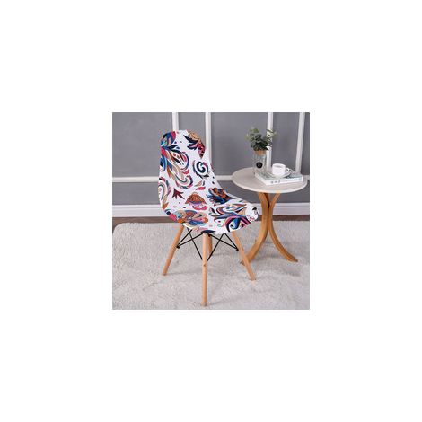 TAISHENGDA-Lot de 2 housses de chaise extensibles motif coquillage, housse de chaise moderne imprimée antidérapante et anti-poussière (1/5)