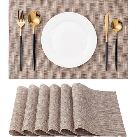 Lot de 6 sous-verres en vinyle lavables, antidérapants et résistants à la chaleur, pour une utilisation intérieure et extérieure. (1/5)